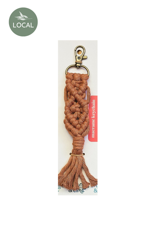 Knotted Neutral Macrame Keychain