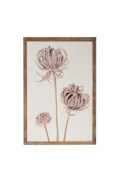 Framed Florals Wood Etched Wall Art