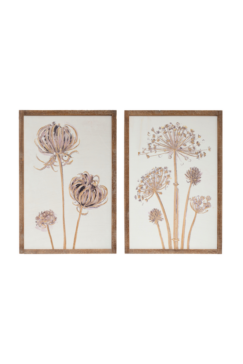 Framed Florals Wood Etched Wall Art