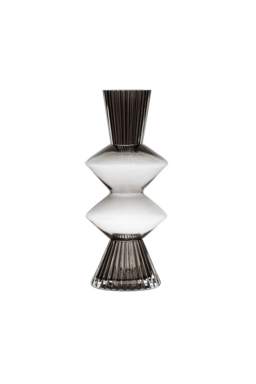 Grey Glass Fluted Vase