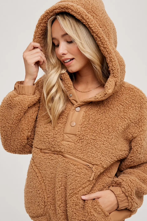 Jayda Fleece Sherpa Pullover Hoodie