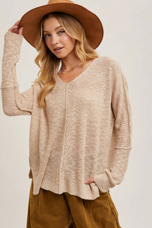 Sabine Loose Knit V-Neck Sweater