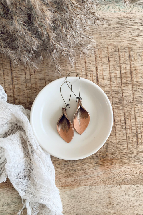 Leather Leaf Earrings