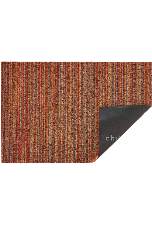 Orange Skinny Stripe Shag Mat