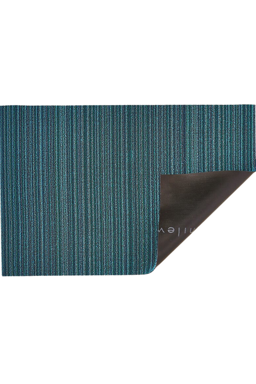 Turquoise Skinny Stripe Shag Mat