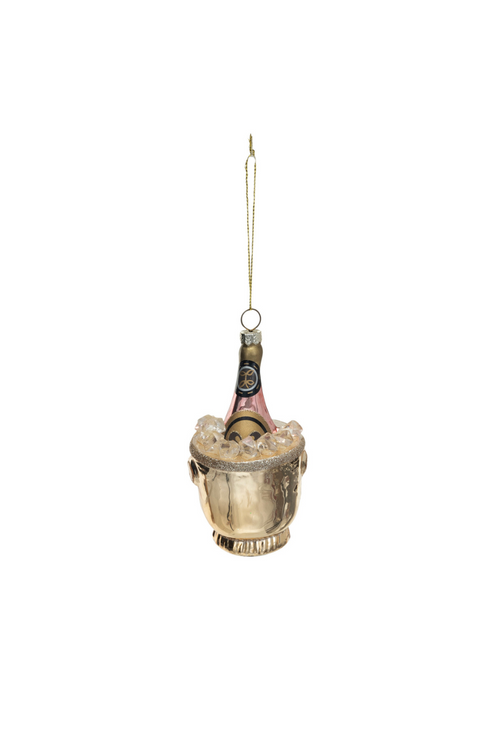 Champagne On Ice Glass Ornament