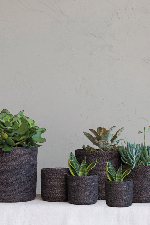 Charcoal Lined Seagrass Plant Baskets