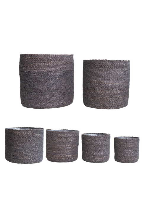 Charcoal Lined Seagrass Plant Baskets