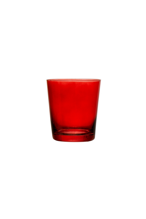 Red Festive Low Ball Glass