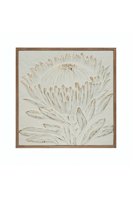 White Protea Metal Wall Decor