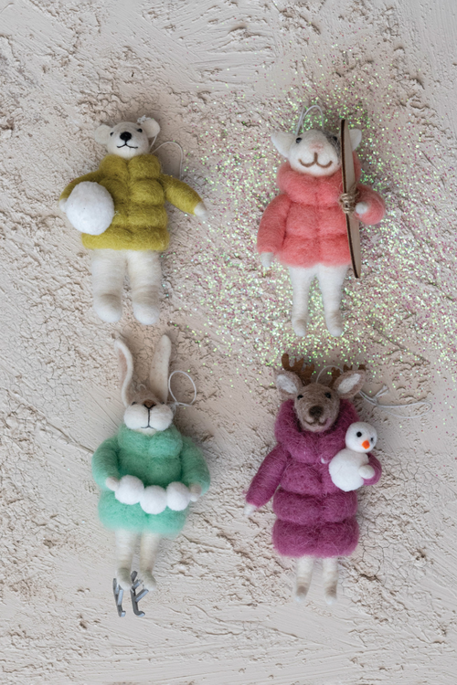 Winter Coat Animal Felt Ornament
