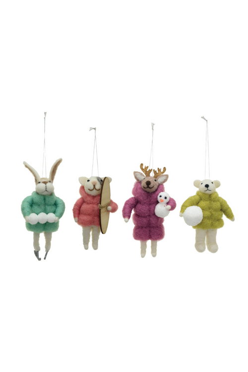 Winter Coat Animal Felt Ornament