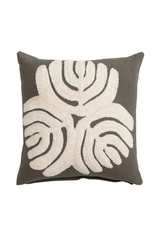 Abstract Embroidered Cotton Pillow