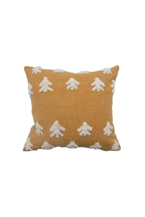 Golden Tufted Cotton Pillow
