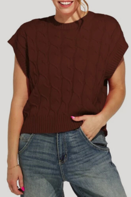 Cora Sleeveless Cable Knit Sweater Vest
