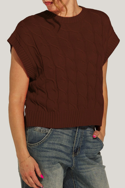 Cora Sleeveless Cable Knit Sweater Vest