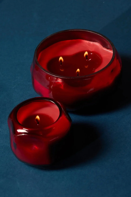 Basalt Red Glass Candle