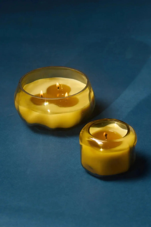 Basalt Golden Glass Candle