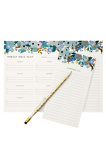 2 of 3:Garden Party Blue Meal Planner Notepad