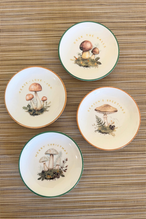 Holiday Mushroom Ceramic Plate