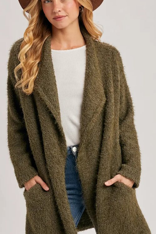 Zelda Cozy Drape Front Cardigan