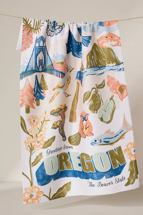 Geometry Kitchen Tea Towel - Greetings From Oregon