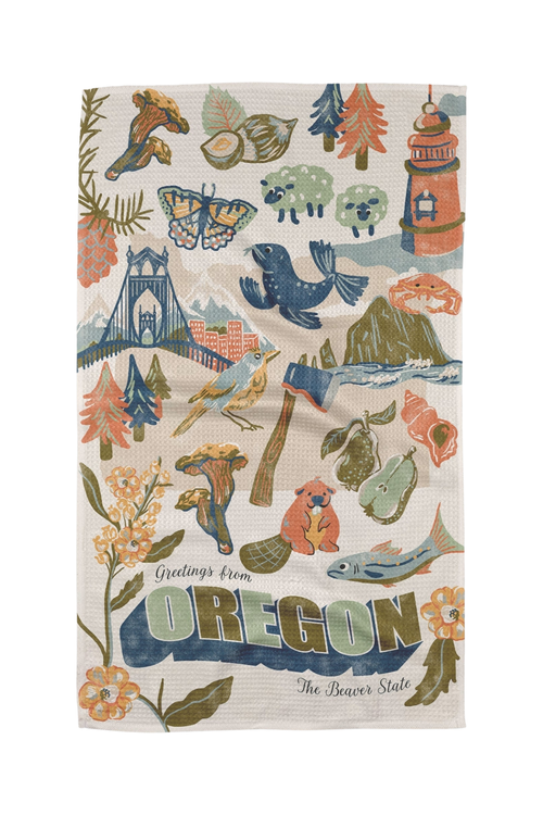 Geometry Kitchen Tea Towel - Greetings From Oregon