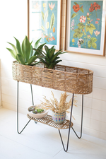 2 of 4:Oval Seagrass + Iron Plant Stand