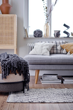 2 of 3:Charcoal Cotton Fringe Throw