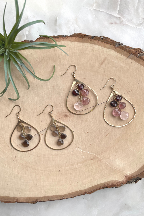 Cascading Gemstones + Gold Hoop Earrings