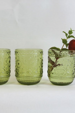 2 of 2:Green Embossed Drinking Glass