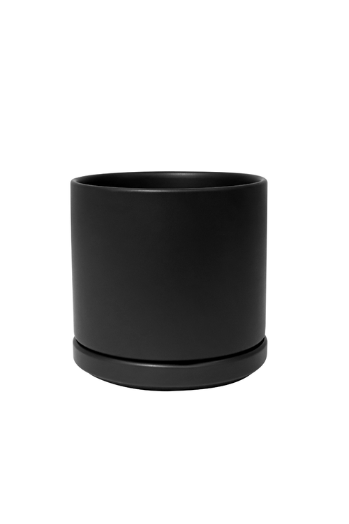 Black Solid Goods Planter + Saucer