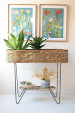3 of 4:Oval Seagrass + Iron Plant Stand