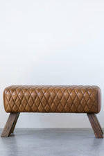 2 of 3:Benson Leather + Wood Bench
