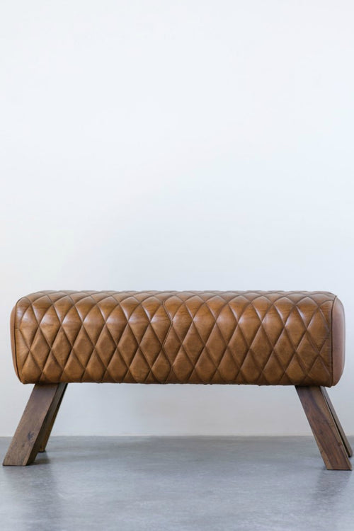 Benson Leather + Wood Bench