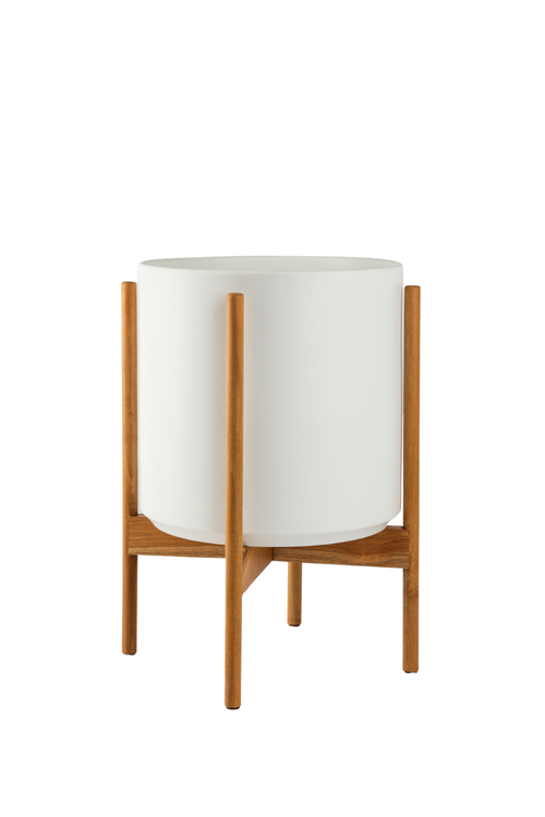 White Revival Ceramics Planter + Stand