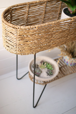 4 of 4:Oval Seagrass + Iron Plant Stand