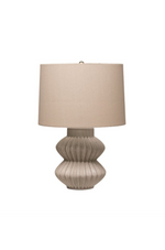 1 of 2:Distressed White Fluted Table Lamp