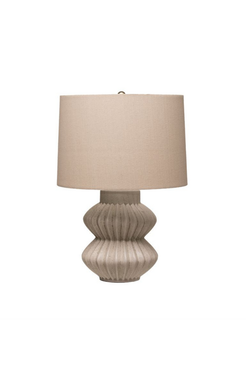 Distressed White Fluted Table Lamp