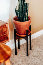 6 of 6:Black Bamboo Adjustable Plant Stand