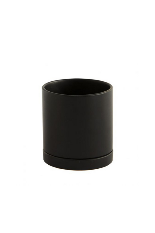 Romey Pot + Saucer in Black