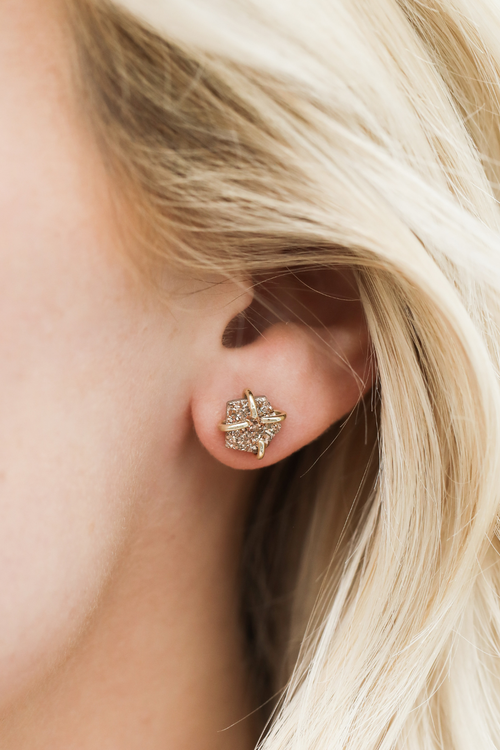 Druzy Prong Stud Earrings