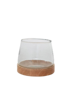 1 of 3:Glass Vase with Mango Wood Base