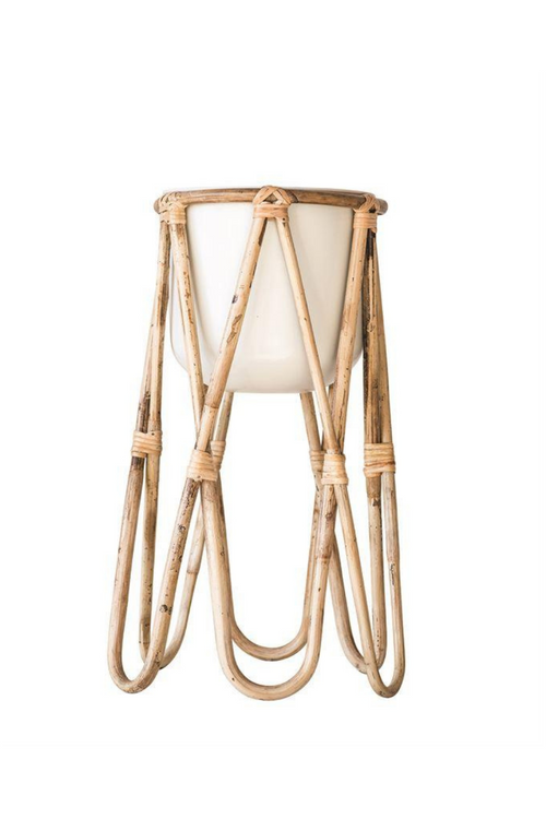 Metal + Bamboo Cane Plant Stand