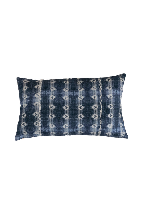 Batik Indigo Cotton Lumbar Pillow
