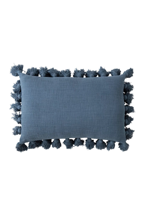 Sky Blue Tassel Lumbar Pillow