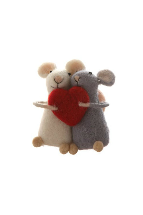 Hugging Mice Wool Felt Ornament