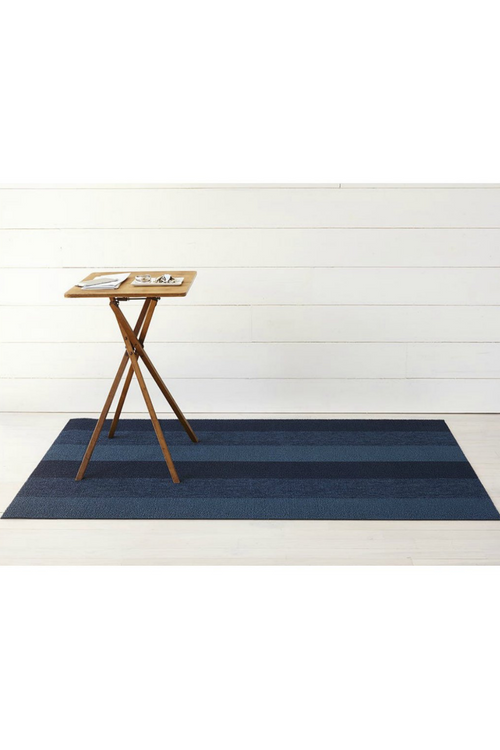 Bay Blue Marbled Stripe Shag Mat