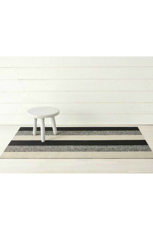 Salt + Pepper Marbled Stripe Shag Mat