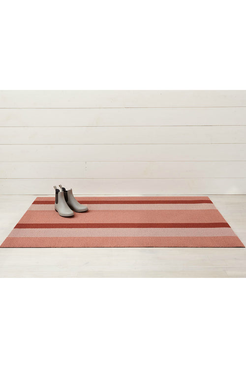 Peach Bold Stripe Shag Mat